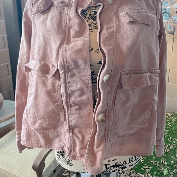 LOFT Dusty Rose Pink Petite Button Up / Down Utility Jacket Cotton & Linen XSP - Picture 7 of 16